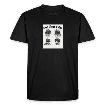 Dieu dit que je suis tracteur camion bambin enfants ferme - T-shirt Premium bio Homme - noir - Devant - Nico (187cm)
