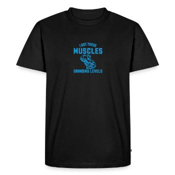 Programmer I Got These Muscles Playing Games - Men's Premium Organic T-Shirt - black - Front - Nico (187cm)