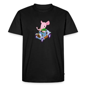 Éléphant dans une voiture de collection - T-shirt Premium bio Homme - noir - Devant - Nico (187cm)