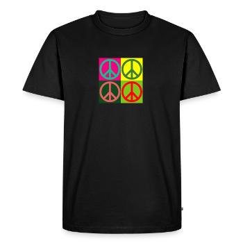 Pop Art / Peace Signs - Hippies - 60s 70s - Men's Premium Organic T-Shirt - black - Front - Nico (187cm)