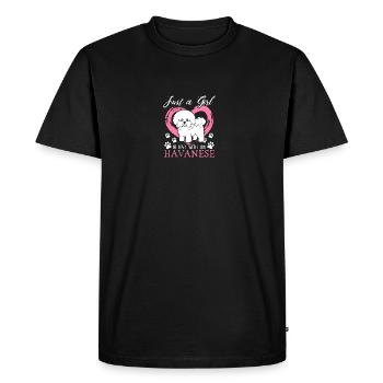 Juste une fille amoureuse de son havanais - T-shirt Premium bio Homme - noir - Devant - Nico (187cm)