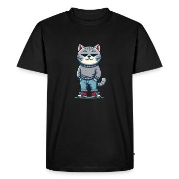 Drôle Chat Réfrigéré Amour Chats - T-shirt Premium bio Homme - noir - Devant - Nico (187cm)