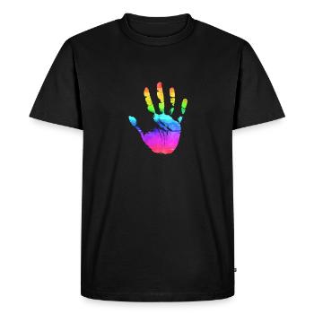 Hand Rainbow - Men's Premium Organic T-Shirt - black - Front - Nico (187cm)