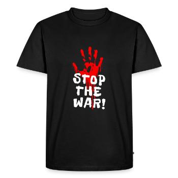 STOP THE WAR - Anti-War + Against War - Men's Premium Organic T-Shirt - black - Front - Nico (187cm)