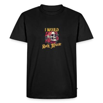 Je mourrais pour la musique rock crâne et roses Graphique - T-shirt Premium bio Homme - noir - Devant - Nico (187cm)