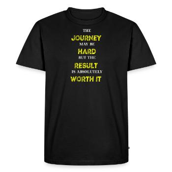 Journey Hard Result Worth Gift Idea Motivation - Men's Premium Organic T-Shirt - black - Front - Nico (187cm)