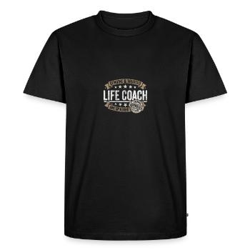 LifeCoach Premium Quality Approved - Men's Premium Organic T-Shirt - black - Front - Nico (187cm)