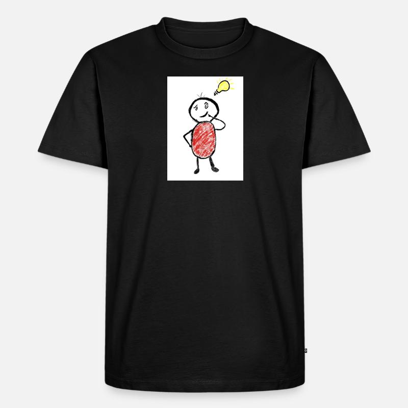 Strichmännchen hat eine Idee - Männer Premium Bio T-Shirt - Schwarz