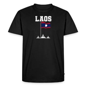 Laos Lao Laotien drapeau Temple Lao I cadeau - T-shirt Premium bio Homme - noir - Devant - Nico (187cm)