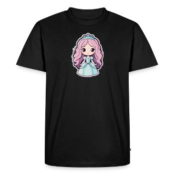 Mignonne princesse cheveux rose diadème robe bleue - T-shirt Premium bio Homme - noir - Devant - Nico (187cm)