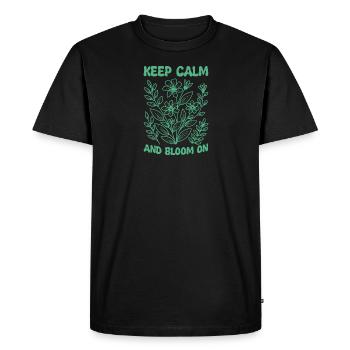 Restez calme et fleurissez. - T-shirt Premium bio Homme - noir - Devant - Nico (187cm)