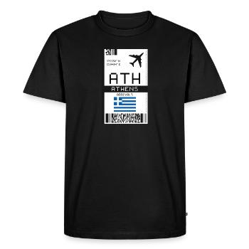 Carte d’embarquement à Athènes, Grèce - Billet d’aéroport ATH - T-shirt Premium bio Homme - noir - Devant - Nico (187cm)