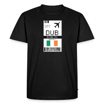 Carte d’embarquement à Dublin, Irlande - Billet DUB - T-shirt Premium bio Homme - noir - Devant - Nico (187cm)
