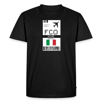 Carte d’embarquement à Rome, Italie - Billet d’avion FCO - T-shirt Premium bio Homme - noir - Devant - Nico (187cm)