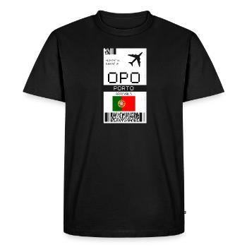 Porto, Portugal Boarding Pass - OPO Airport Ticket - Men's Premium Organic T-Shirt - black - Front - Nico (187cm)