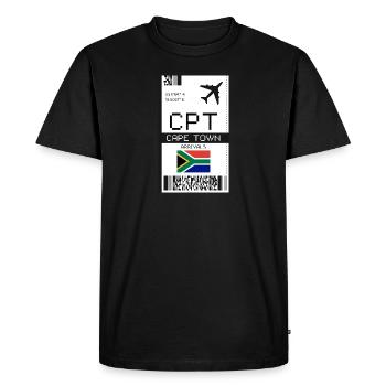 Cape Town, Afrique du Sud Carte d’embarquement - Billet CPT - T-shirt Premium bio Homme - noir - Devant - Nico (187cm)