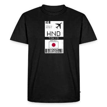 Carte d’embarquement à Tokyo, Japon - Billet d’aéroport HND - T-shirt Premium bio Homme - noir - Devant - Nico (187cm)