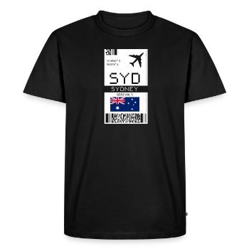 Carte d’embarquement à Sydney, Australie - Aéroport SYD - T-shirt Premium bio Homme - noir - Devant - Nico (187cm)