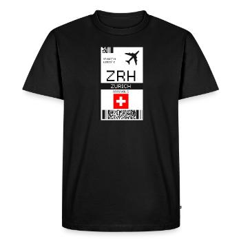 Zurich, Switzerland Boarding Pass - ZRH Airport - Men's Premium Organic T-Shirt - black - Front - Nico (187cm)