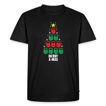 Christmas Funny Kettlebells Tree Holiday Workout - Men's Premium Organic T-Shirt - black - Front - Nico (187cm)