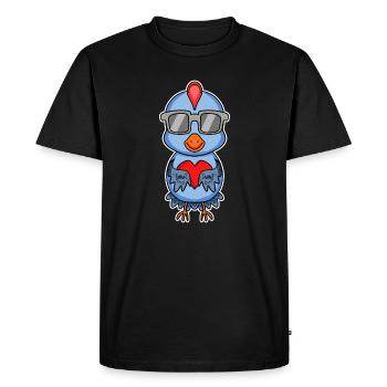 Poulet avec lunettes de soleil et coeur - amour de poulet - T-shirt Premium bio Homme - noir - Devant - Nico (187cm)