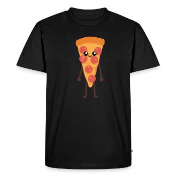 Pizza kawaii drôle cadeau - T-shirt Premium bio Homme - noir - Devant - Nico (187cm)