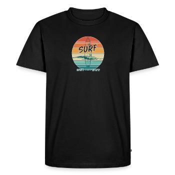 Retro Surf Vibes Vintage Surf Design - Men's Premium Organic T-Shirt - black - Front - Nico (187cm)
