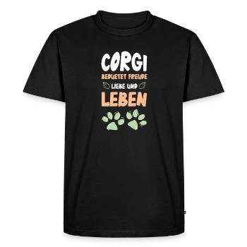 Corgi Joie Vie d’amour - T-shirt Premium bio Homme - noir - Devant - Nico (187cm)