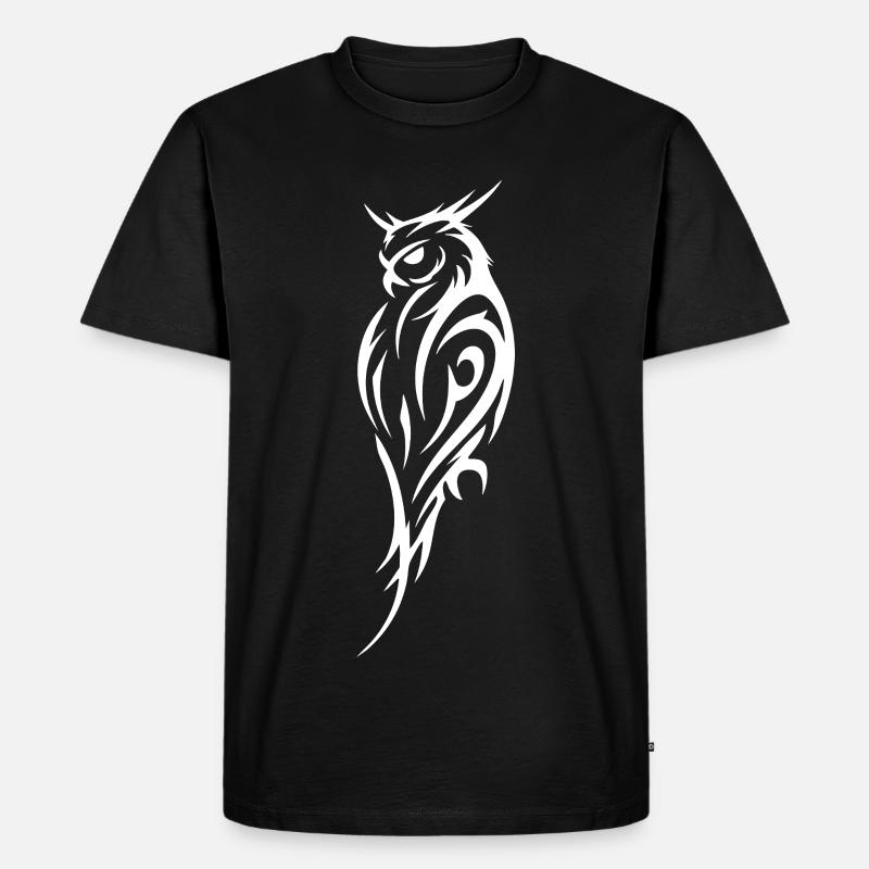 Tribal Eule Tattoo Stil - Männer Premium Bio T-Shirt - Schwarz
