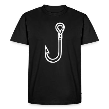 Pêche à l’hameçon blanc Pêcheur cadeau - T-shirt Premium bio Homme - noir - Devant - Nico (187cm)