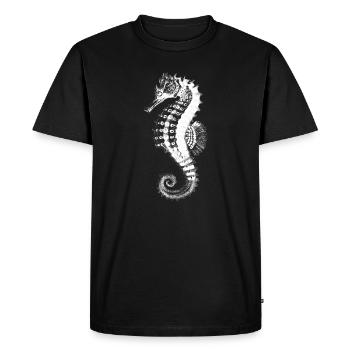 Silhouette d’hippocampe sur fond noir - T-shirt Premium bio Homme - noir - Devant - Nico (187cm)