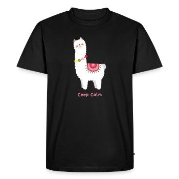 Llama keep calm - Men's Premium Organic T-Shirt - black - Front - Nico (187cm)