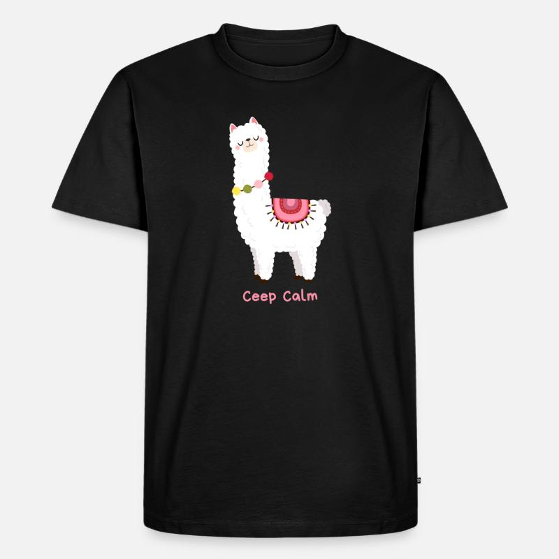 Llama keep calm - Männer Premium Bio T-Shirt - Schwarz