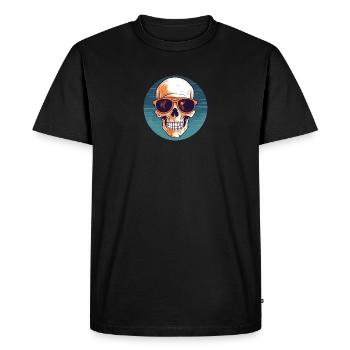 Skull with sunglasses, skull, skeleton - Men's Premium Organic T-Shirt - black - Front - Nico (187cm)