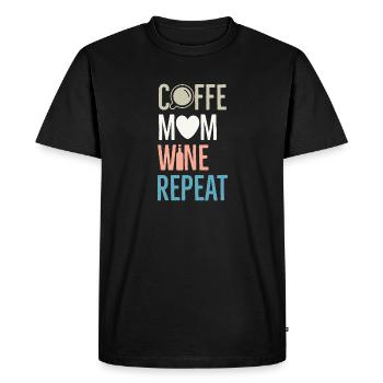 Coffee Mom Wine Repeat - Men's Premium Organic T-Shirt - black - Front - Nico (187cm)