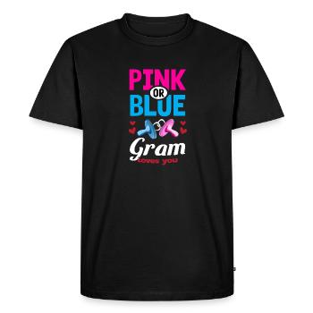Pink or Blue Gram Loves You Gender Reveal Party - Men's Premium Organic T-Shirt - black - Front - Nico (187cm)