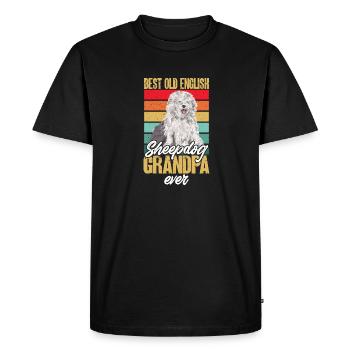 Vieux chien de berger anglais Sheepie Bobtail - T-shirt Premium bio Homme - noir - Devant - Nico (187cm)