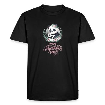 Joyeuse fête des mères Couronne florale maman Panda - T-shirt Premium bio Homme - noir - Devant - Nico (187cm)