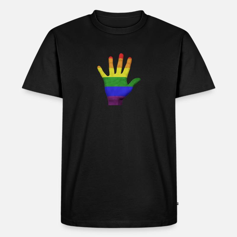 LGBT PRIDE Hand - Männer Premium Bio T-Shirt - Schwarz