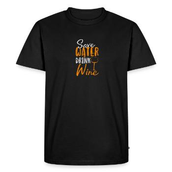 Economiser l'eau, boire du vin - T-shirt Premium bio Homme - noir - Devant - Nico (187cm)