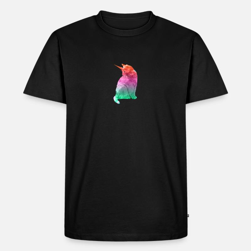 Einhorn Katze Geschenk - Männer Premium Bio T-Shirt - Schwarz