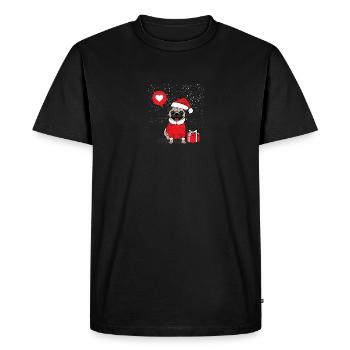 Christmas Pug / Pug - Men's Premium Organic T-Shirt - black - Front - Nico (187cm)