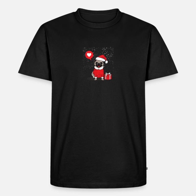 Weihnachtsmops / Mops - Männer Premium Bio T-Shirt - Schwarz