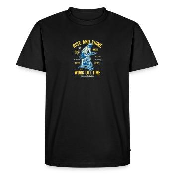 Temps de travail - T-shirt Premium bio Homme - noir - Devant - Nico (187cm)