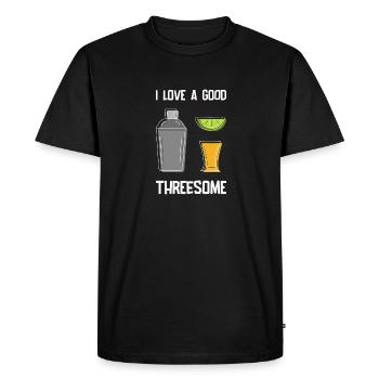 Tequila Threesome Funny Alcohol Party Saying - Men's Premium Organic T-Shirt - black - Front - Nico (187cm)