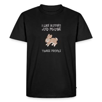 J’aime les lapins et peut-être 3 personnes introverties - T-shirt Premium bio Homme - noir - Devant - Nico (187cm)