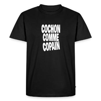 cochon comme copain - T-shirt Premium bio Homme - noir - Devant - Nico (187cm)