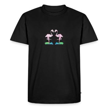 Low-Poly Flamingos - Men's Premium Organic T-Shirt - black - Front - Nico (187cm)
