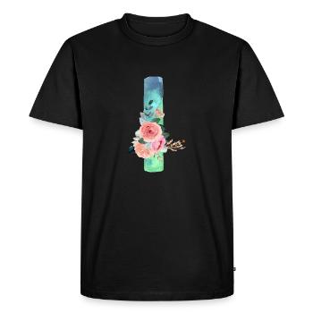 Lettre I watercolor - T-shirt Premium bio Homme - noir - Devant - Nico (187cm)