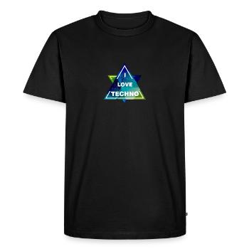 I LOVE TECHNO shirt - Men's Premium Organic T-Shirt - black - Front - Nico (187cm)